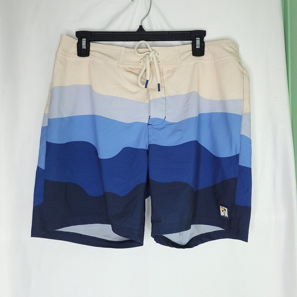 Marine Layer Men's Striped Board Shorts Swim Trunks  Back Pocket 34